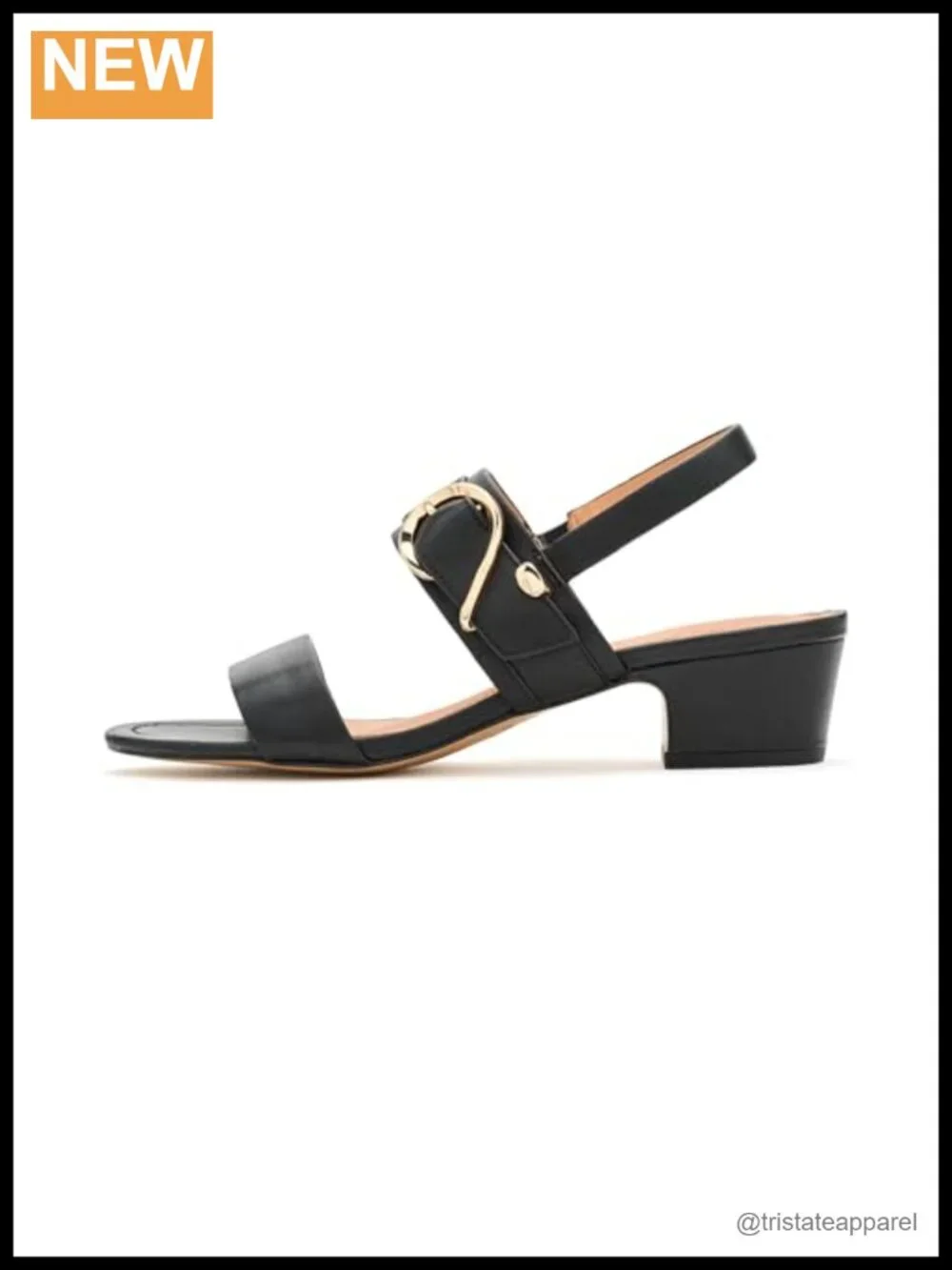 Patresa Slingback Block Heel Sandal Faux Leather Open Toe